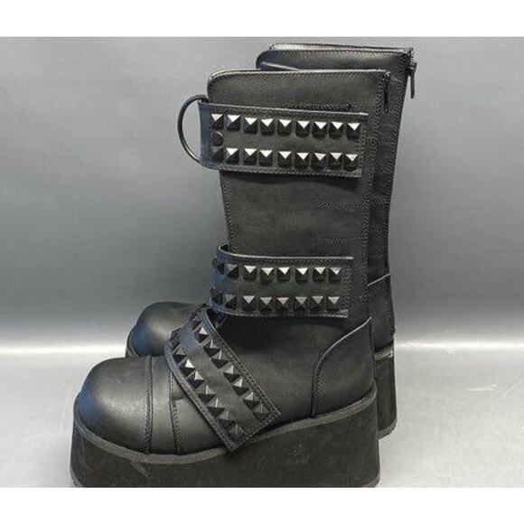 Demonia TRASHVILLE-138 Platform Mid-Calf Boot, Blk Vegan Leather, Men\'s 4 main image 4